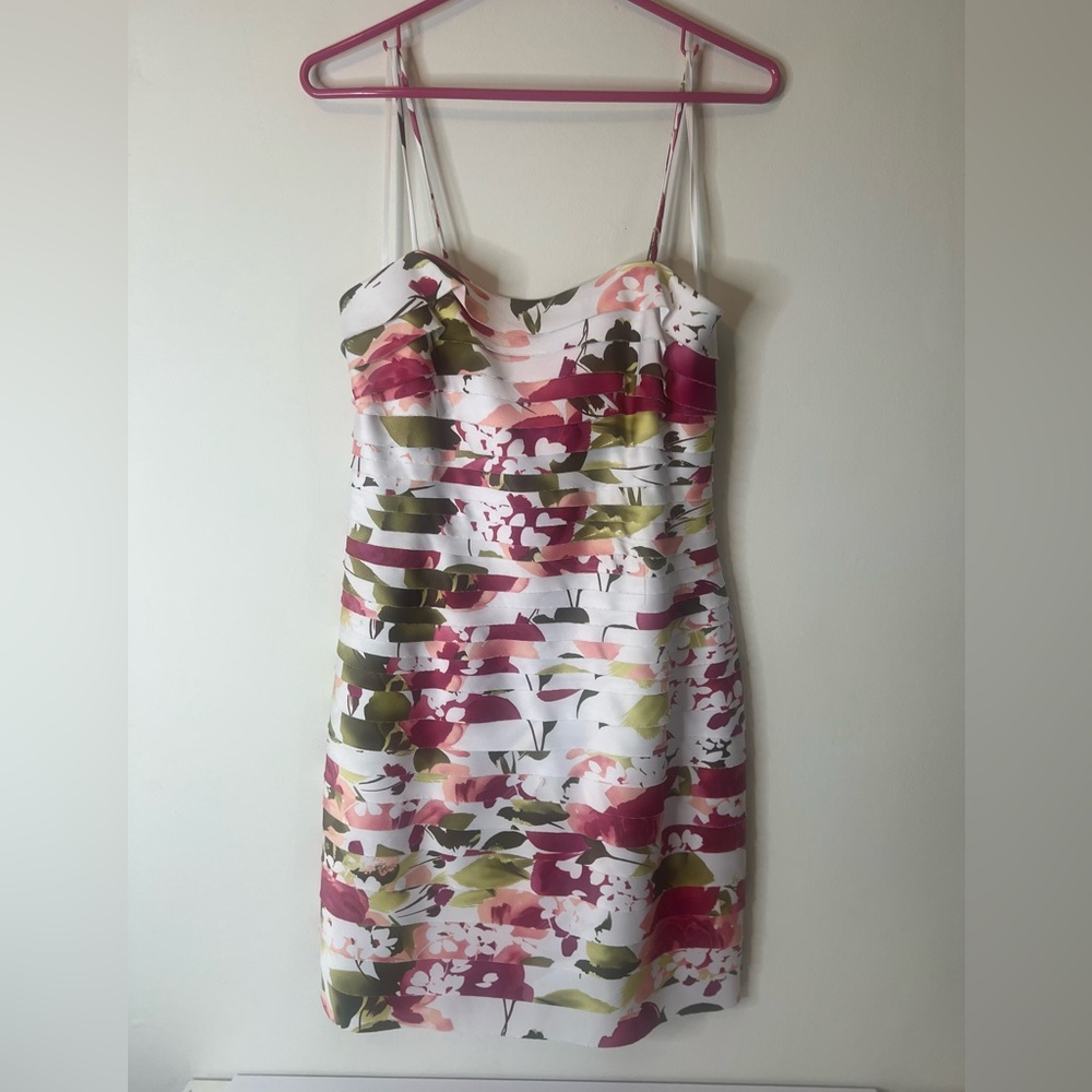 Dress Barn Pink and Green Floral Mini Dress
